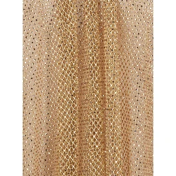 Beige Top with Mesh Design and All-Over Rhinestone Application in Fabric Woman