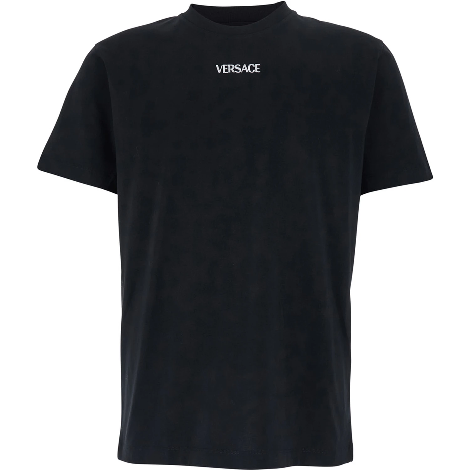 Black T-Shirt with Lettering Logo on the Front in Cotton Man
