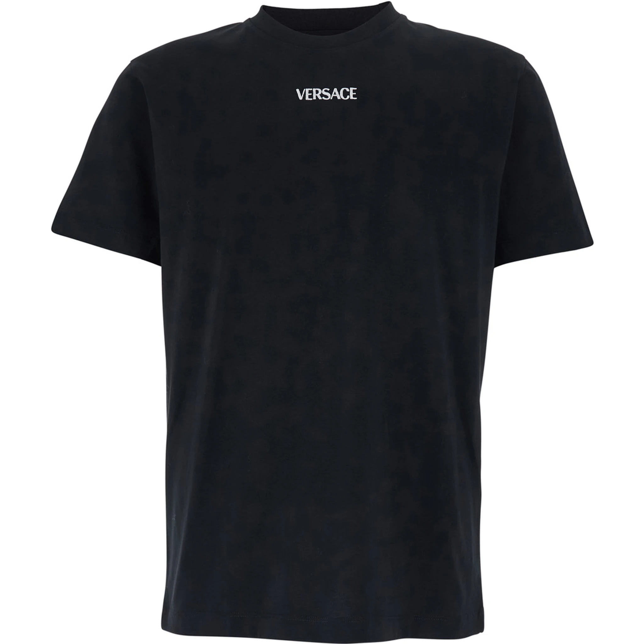 Black T-Shirt with Lettering Logo on the Front in Cotton Man