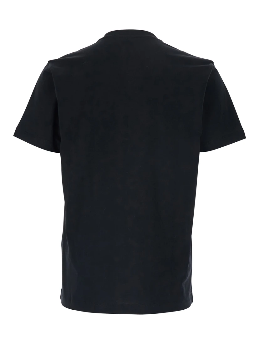 Black T-Shirt with Lettering Logo on the Front in Cotton Man