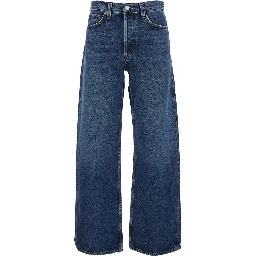 Arc Blue Jeans with Logo Patch on the Rear and Wide Leg in Denim Woman