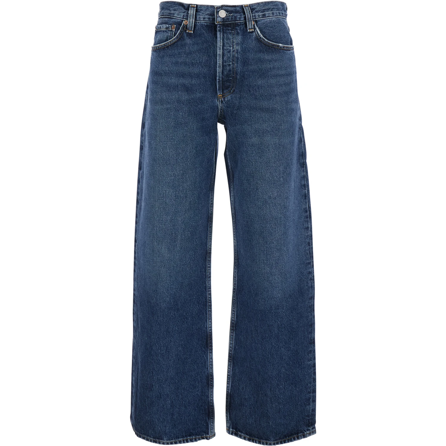 Arc Blue Jeans with Logo Patch on the Rear and Wide Leg in Denim Woman
