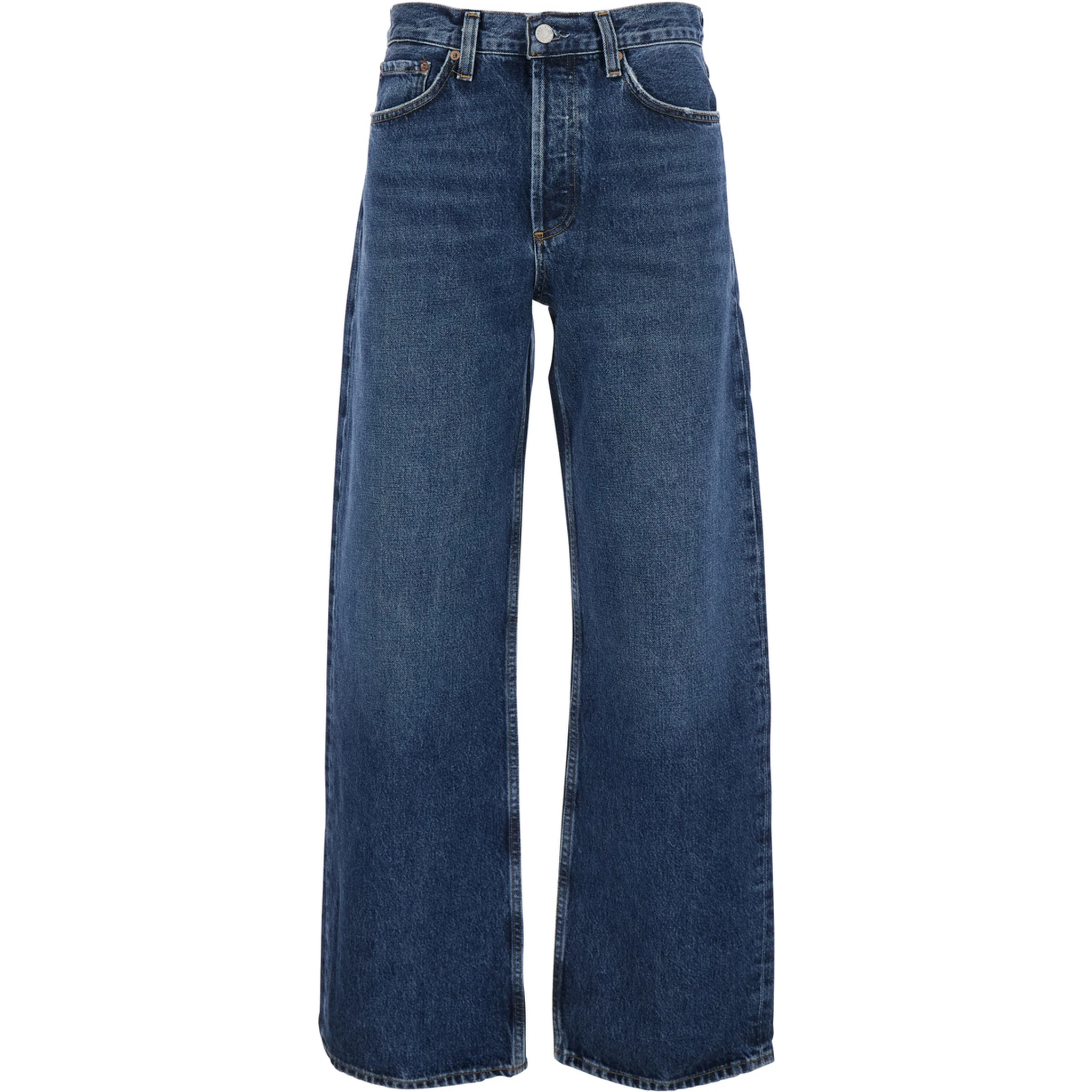 Arc Blue Jeans with Logo Patch on the Rear and Wide Leg in Denim Woman