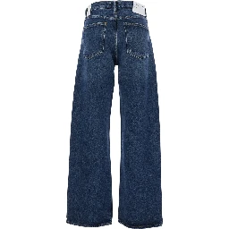 Arc Blue Jeans with Logo Patch on the Rear and Wide Leg in Denim Woman