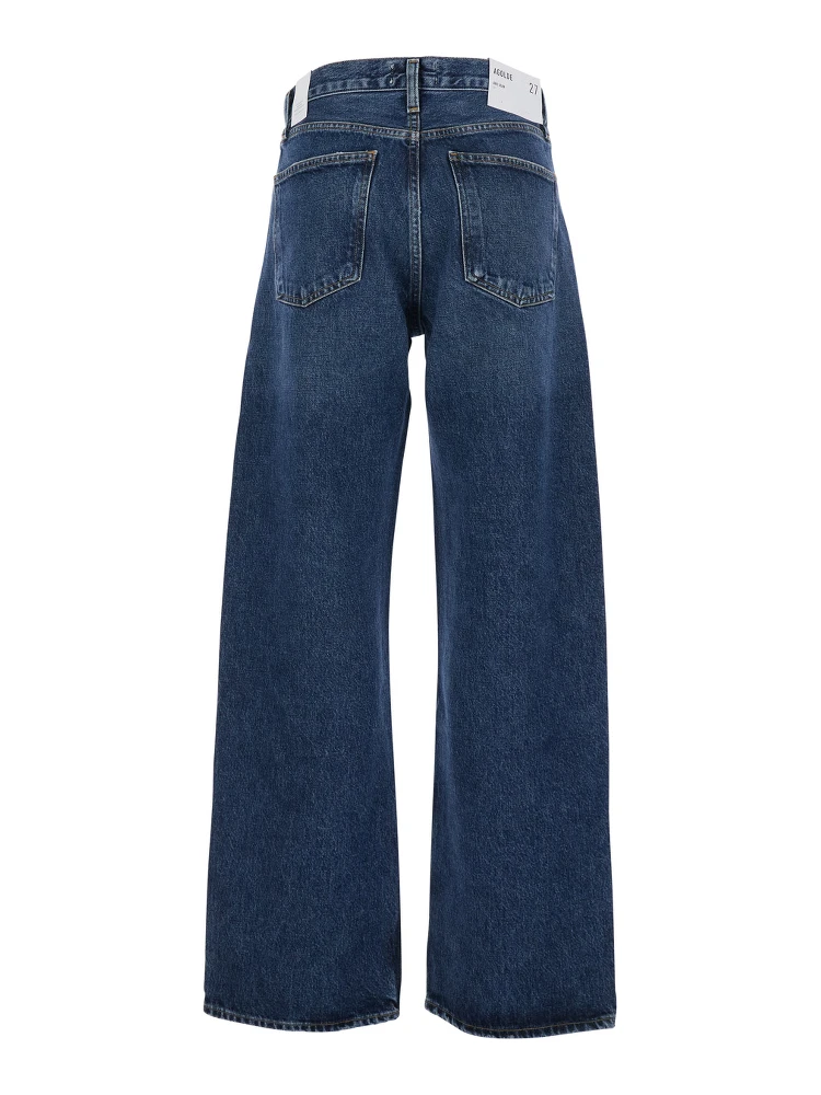 Arc Blue Jeans with Logo Patch on the Rear and Wide Leg in Denim Woman alternative