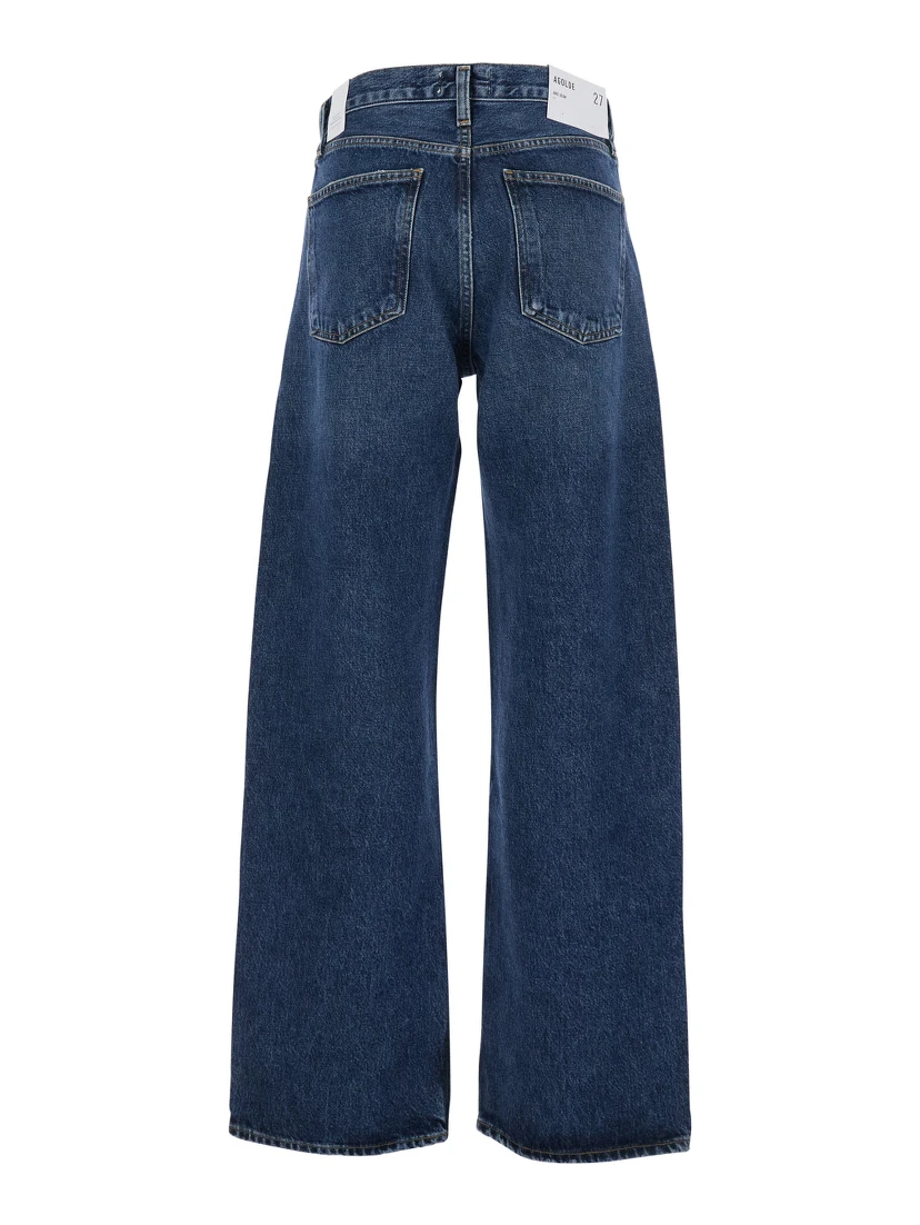 Arc Blue Jeans with Logo Patch on the Rear and Wide Leg in Denim Woman