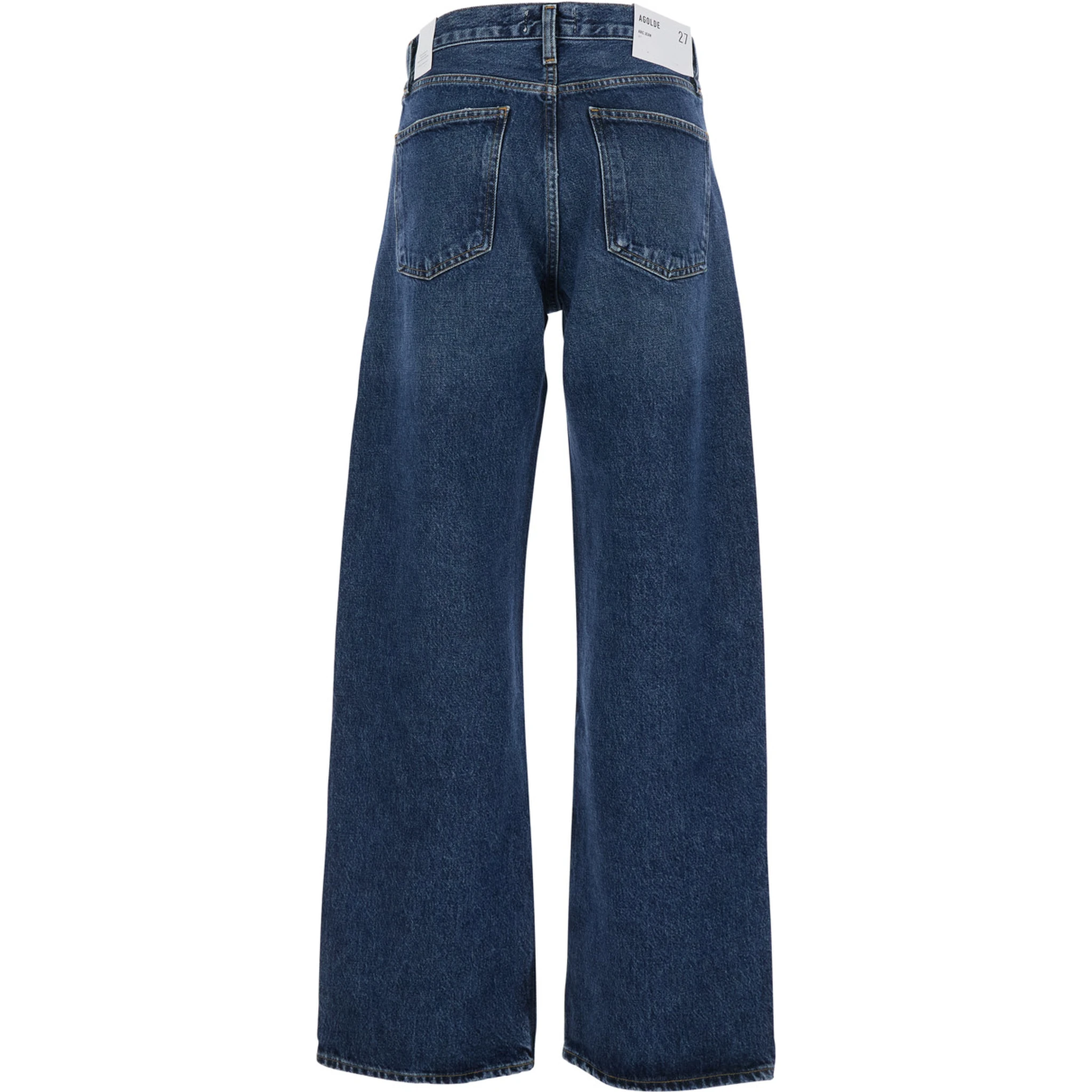 Arc Blue Jeans with Logo Patch on the Rear and Wide Leg in Denim Woman