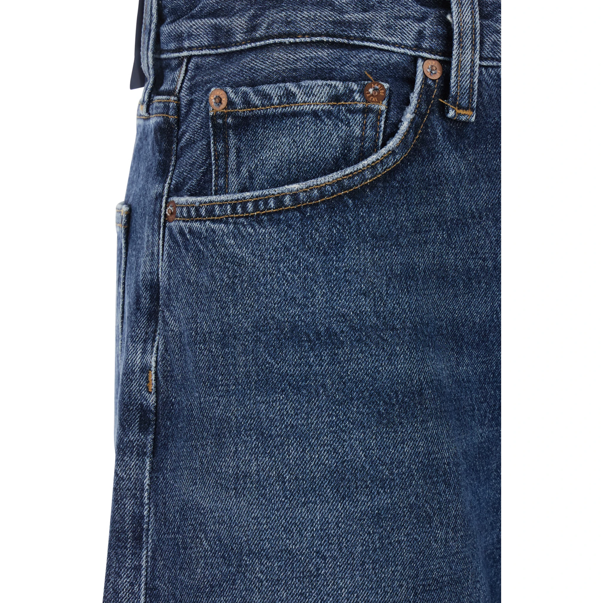 Arc Blue Jeans with Logo Patch on the Rear and Wide Leg in Denim Woman