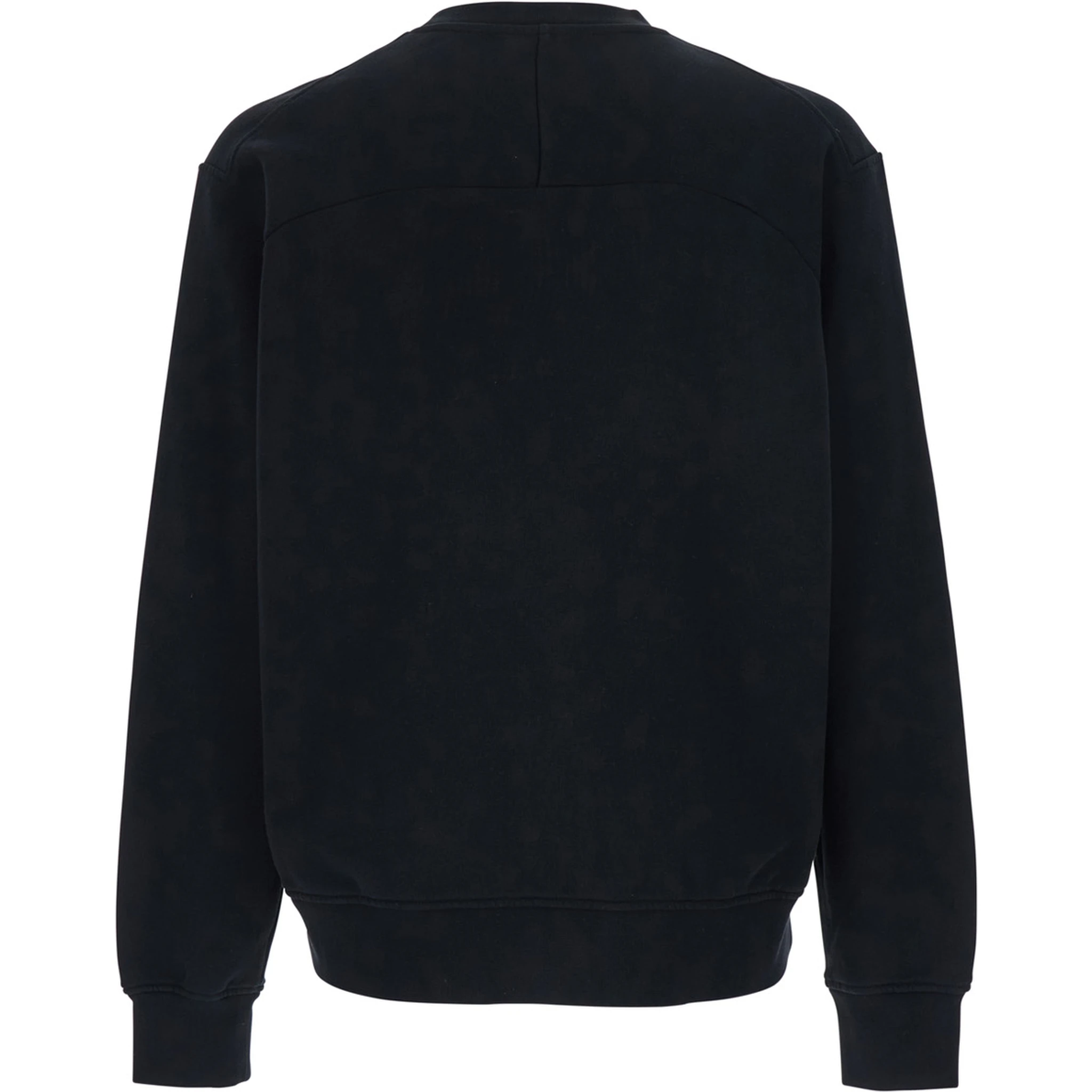 سويت شيرت أسود برقبة دائرية وشعار مطبوع على الجهة الأمامية، مصنوع من القطن الرجالي