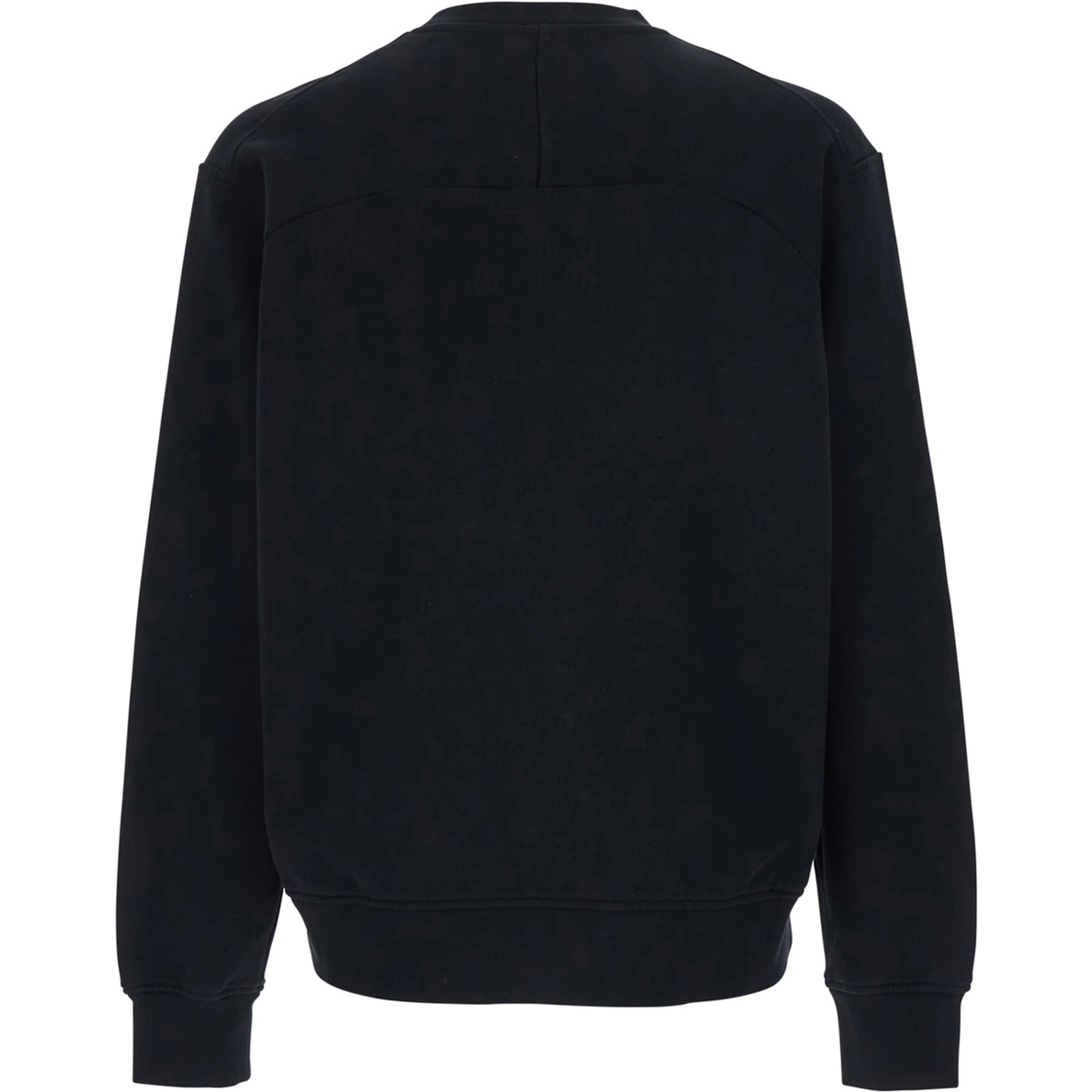 Black Crewneck Sweatshirt with Logo Patch on the Front in Cotton Man