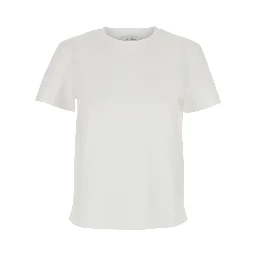 Donata White T-Shirt with Embroidered Logo on the Back in Cotton Woman