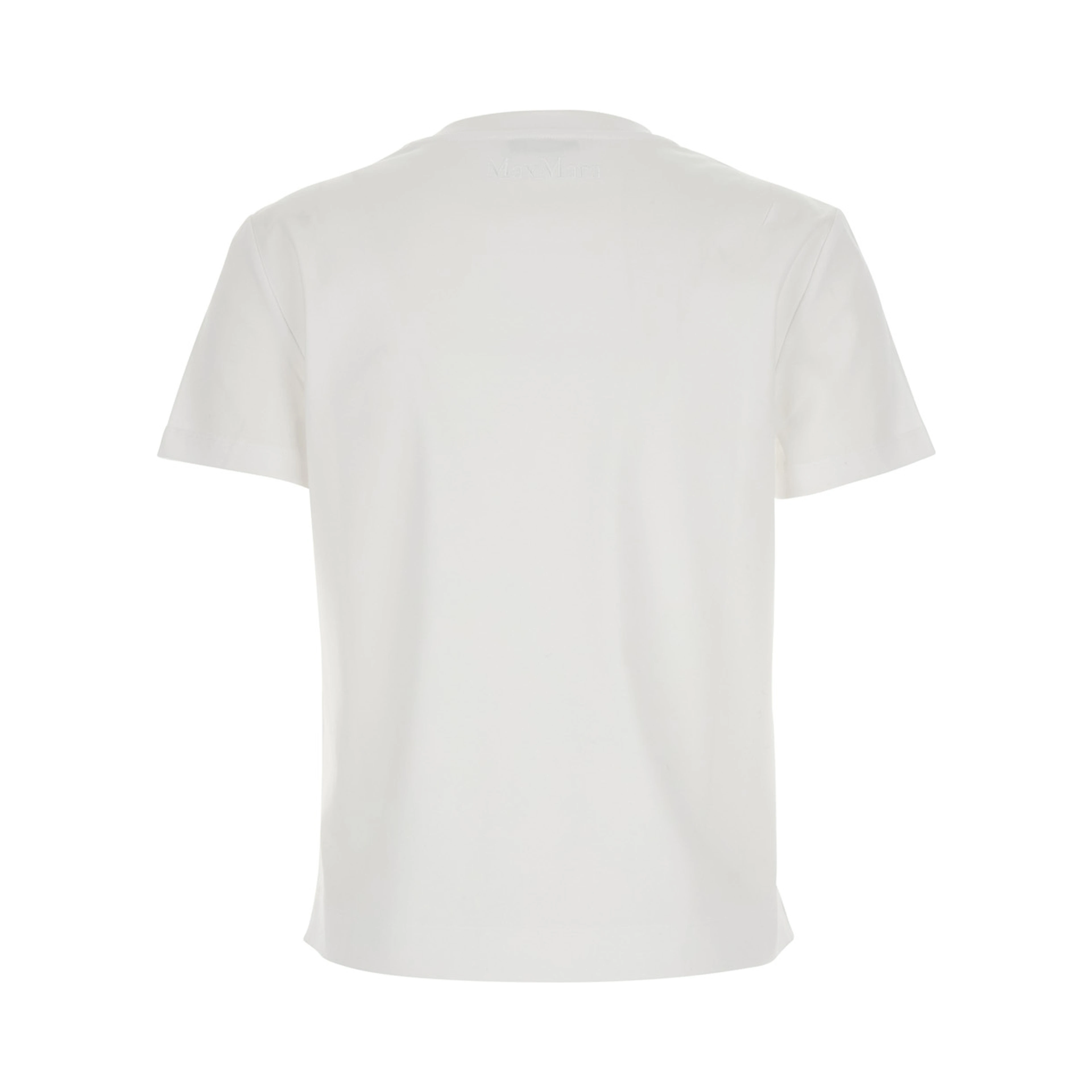 Donata White T-Shirt with Embroidered Logo on the Back in Cotton Woman