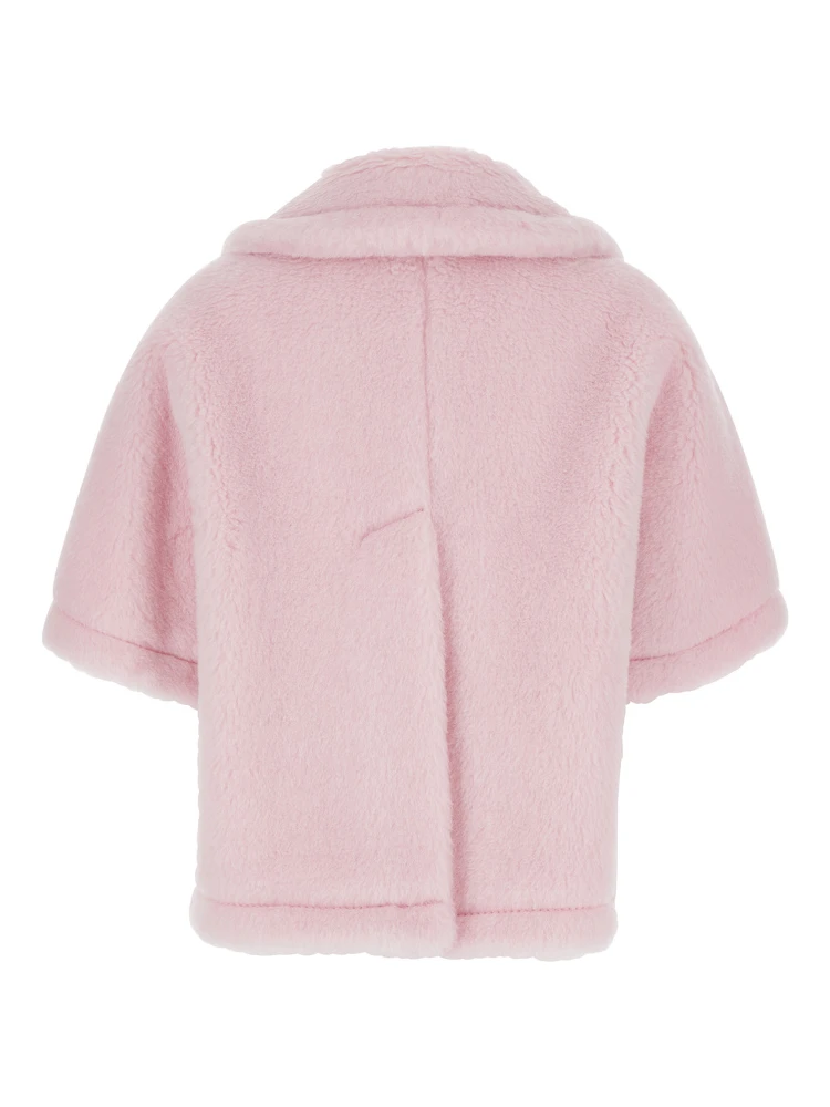 Corvino Pink Cape with Classic Lapels and Short Sleeves in Fur Woman alternative