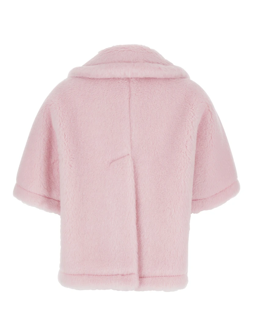 Corvino Pink Cape with Classic Lapels and Short Sleeves in Fur Woman