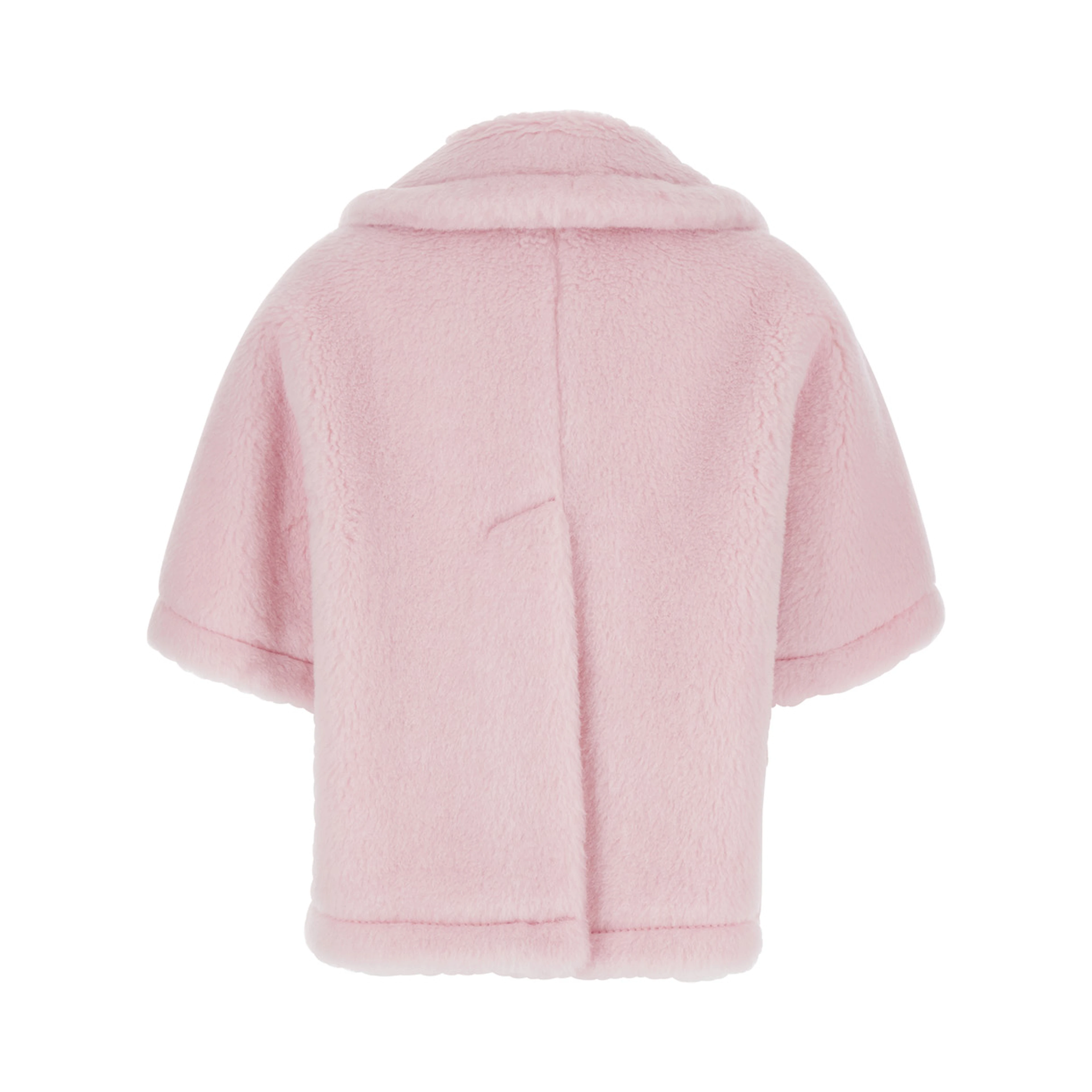 Corvino Pink Cape with Classic Lapels and Short Sleeves in Fur Woman