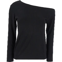 Black Off-Shoulder Top in Tech Fabric Stretch Woman