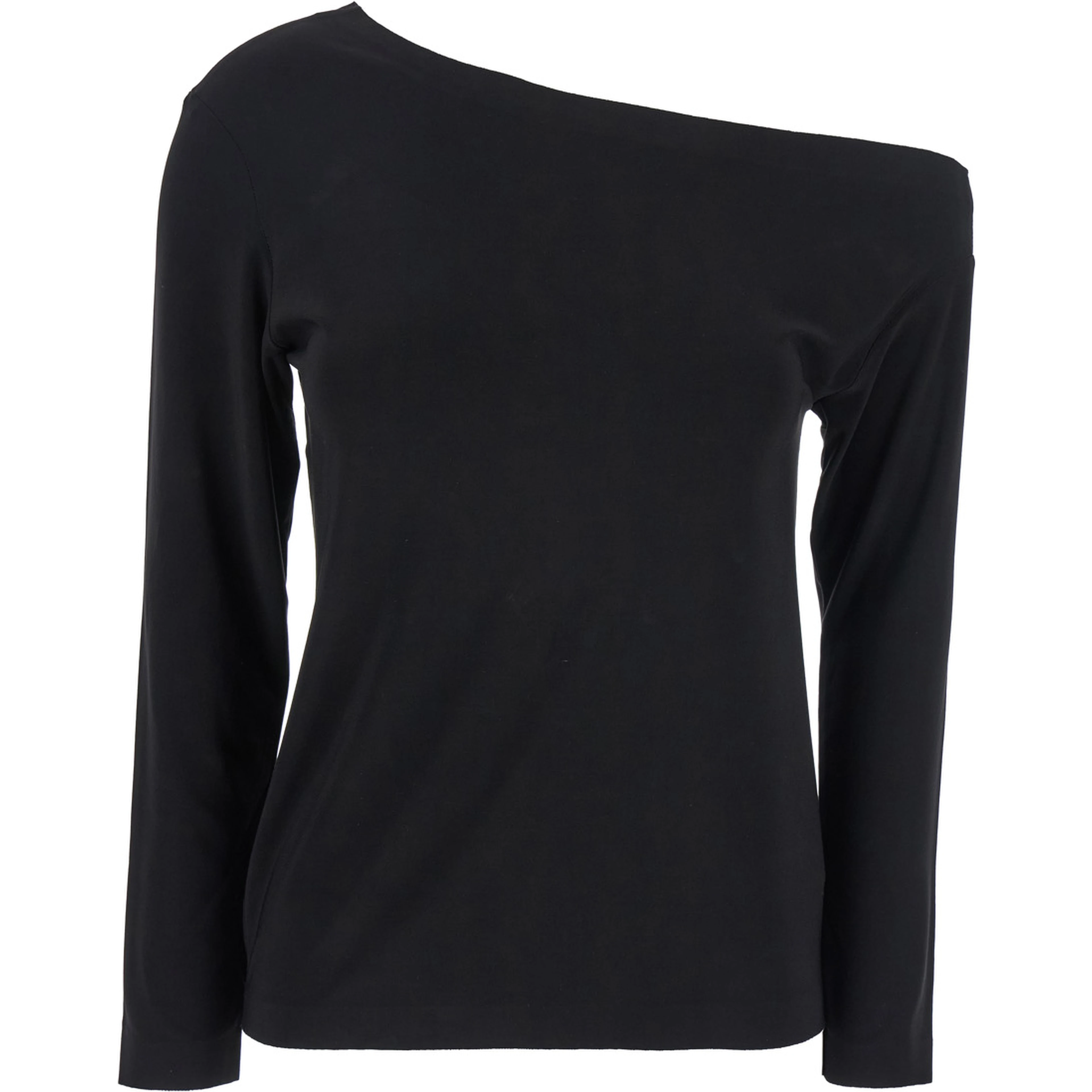 Black Off-Shoulder Top in Tech Fabric Stretch Woman