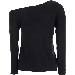 Black Off-Shoulder Top in Tech Fabric Stretch Woman