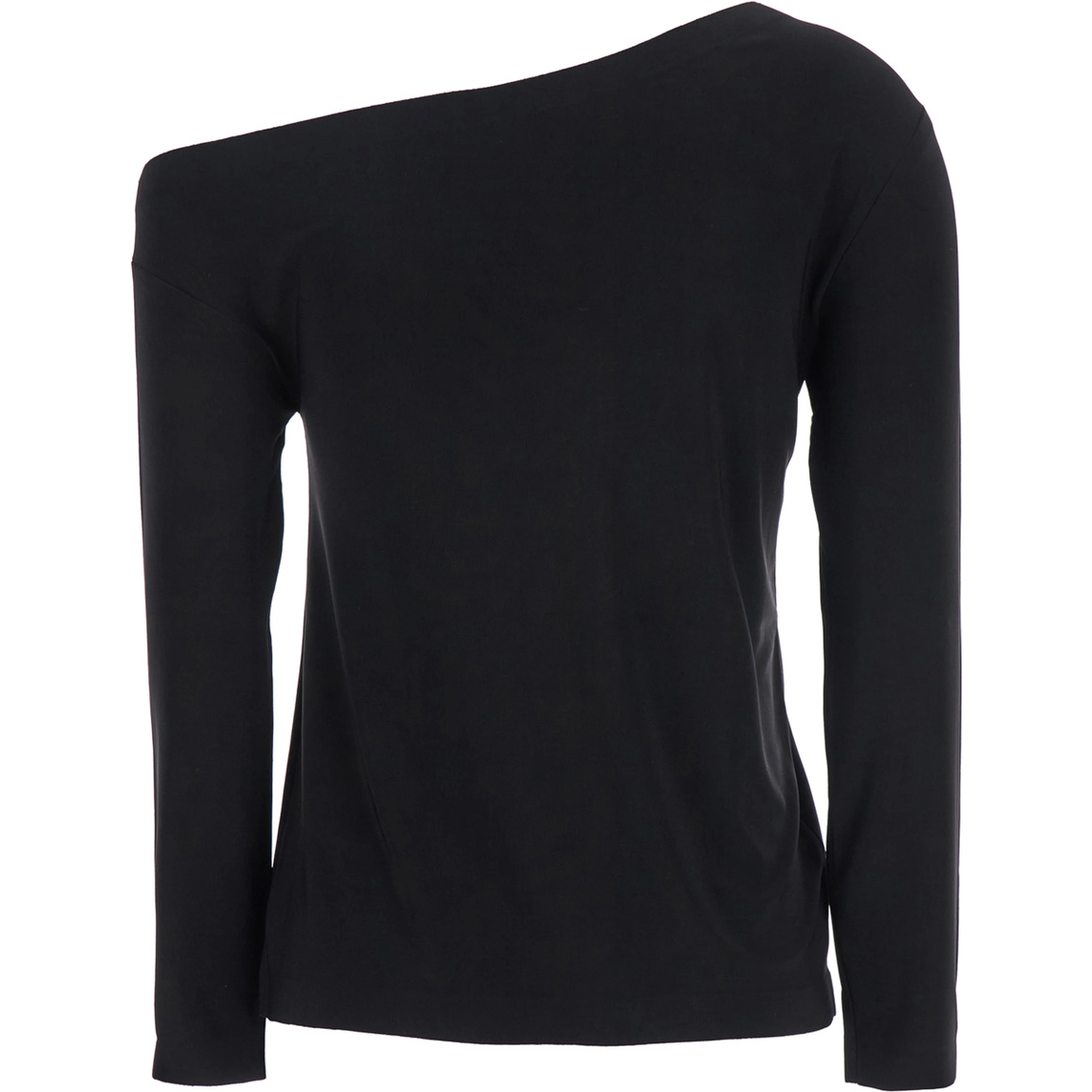 Black Off-Shoulder Top in Tech Fabric Stretch Woman