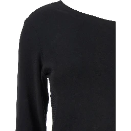 Black Off-Shoulder Top in Tech Fabric Stretch Woman