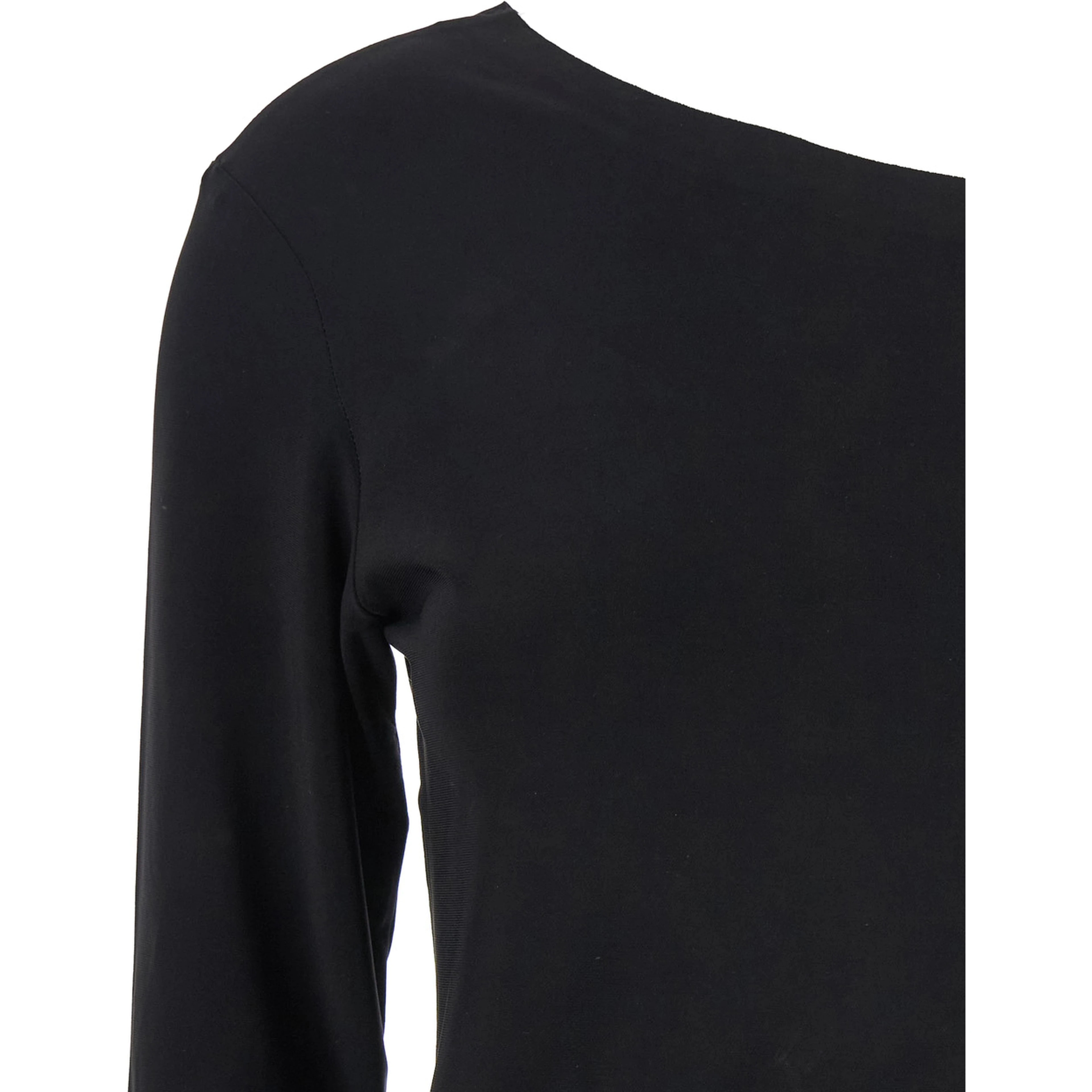 Black Off-Shoulder Top in Tech Fabric Stretch Woman