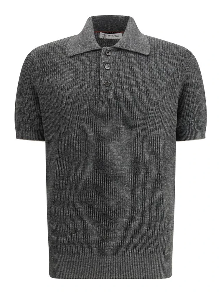 Gray Cotton Polo Shirt