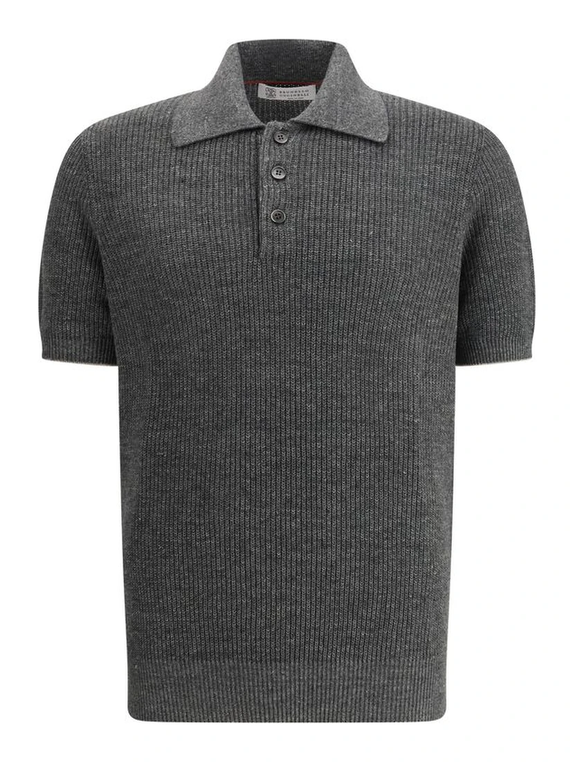 Gray Cotton Polo Shirt