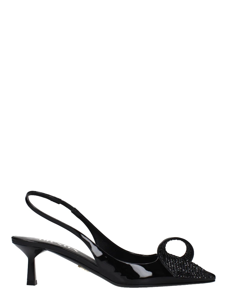 Black Leather Stiletto Heel Sandals