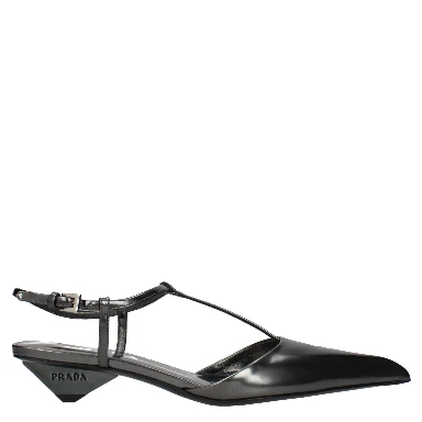 Gray Leather Flat Sandals