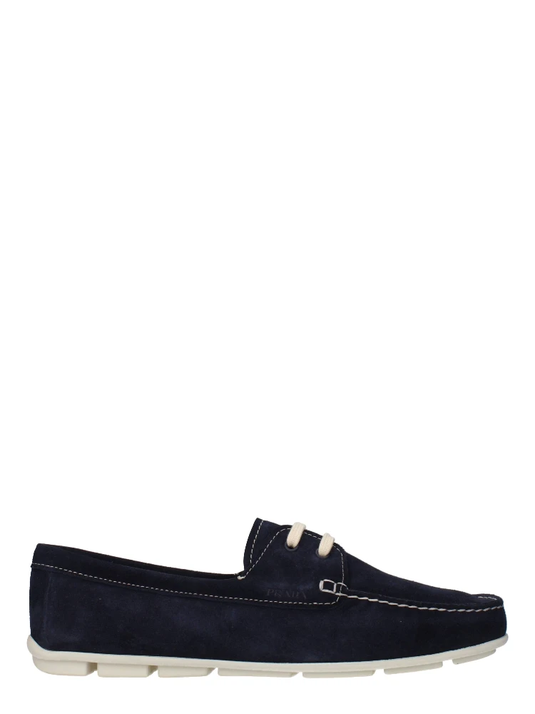 Blue Leather Slip-On Loafers