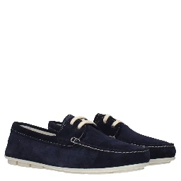 Blue Leather Slip-On Loafers