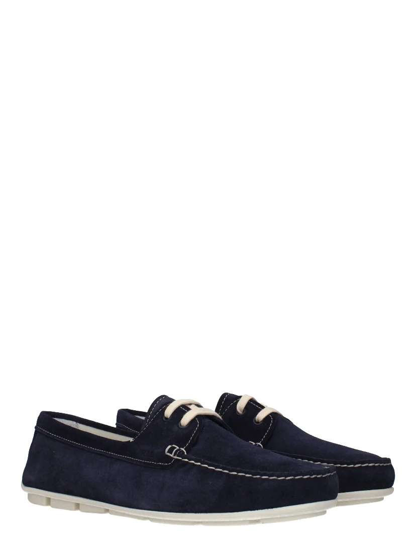 Blue Leather Slip-On Loafers