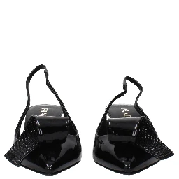 Black Leather Stiletto Heel Sandals