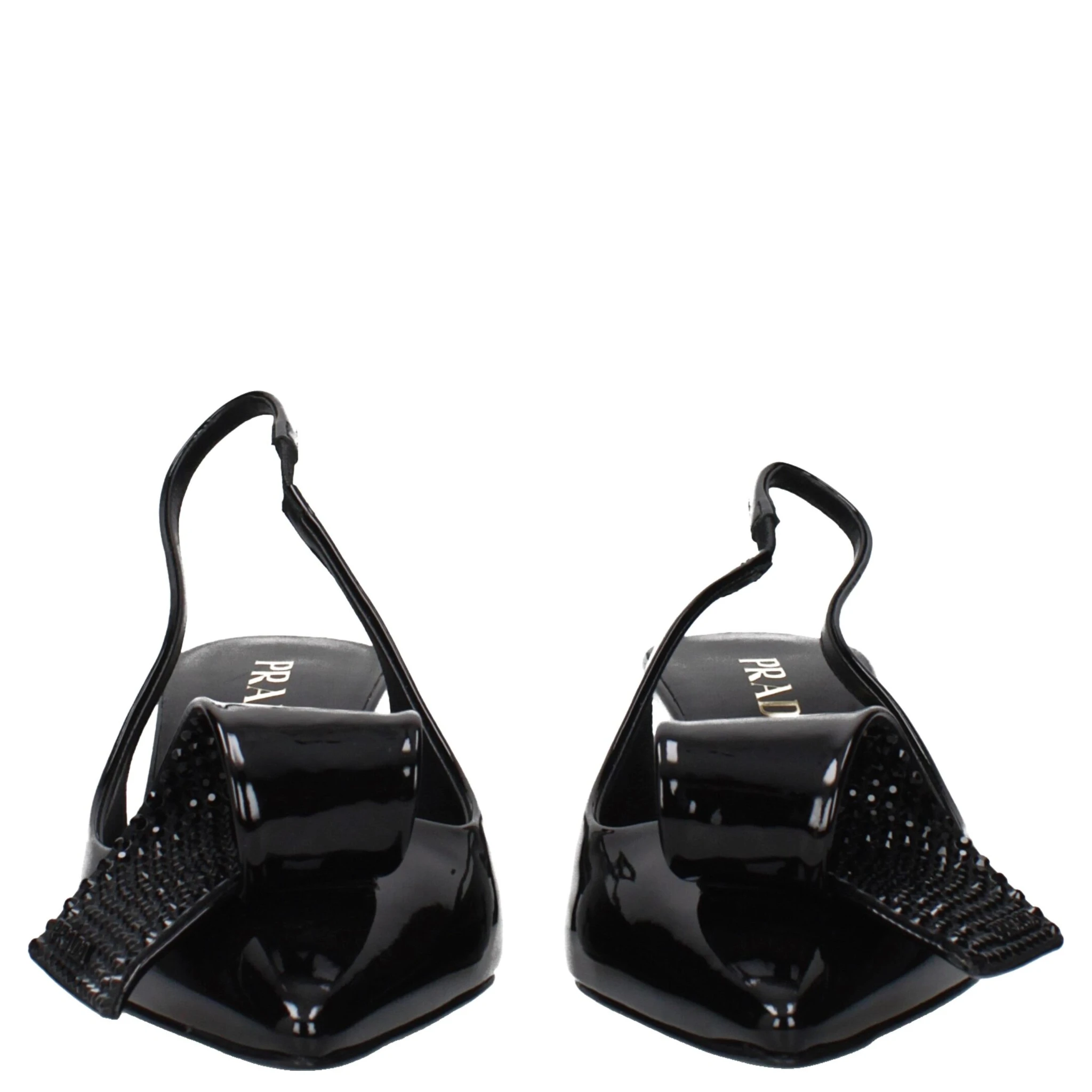Black Leather Stiletto Heel Sandals