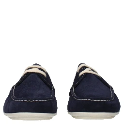 Blue Leather Slip-On Loafers