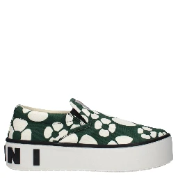 Green Fabric Slip-On Loafers