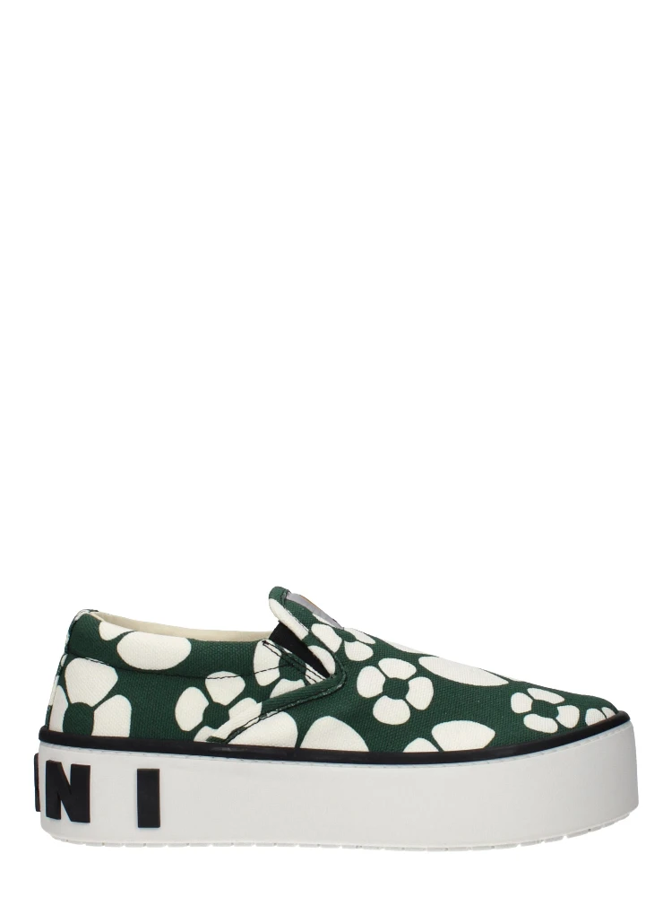 Green Fabric Slip-On Loafers