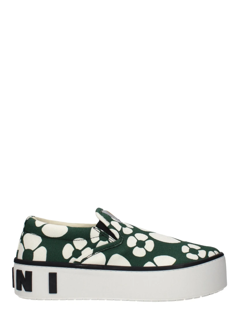 Green Fabric Slip-On Loafers