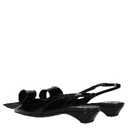 Black Leather Flat Sandals