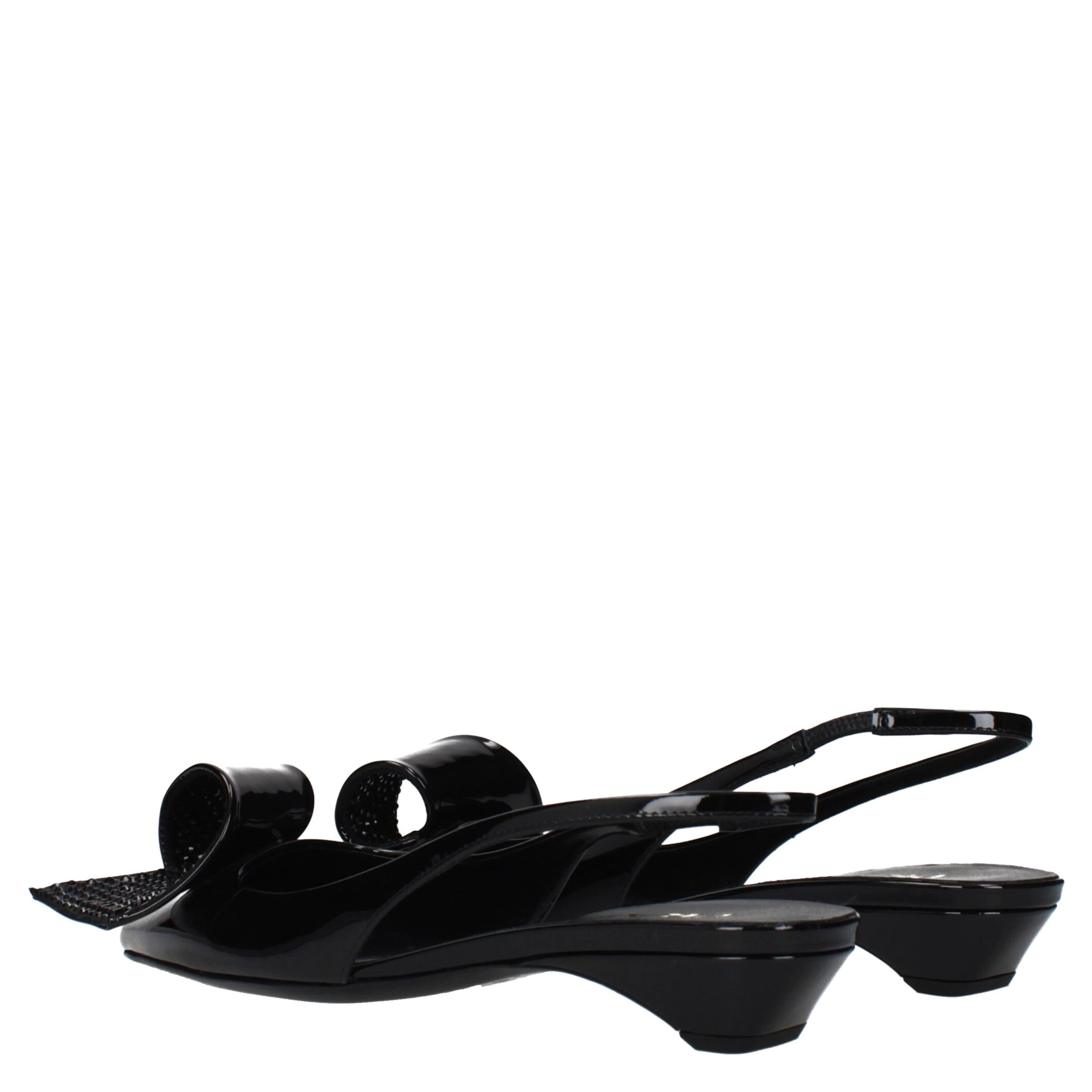 Black Leather Flat Sandals