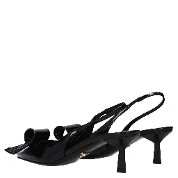 Black Leather Stiletto Heel Sandals