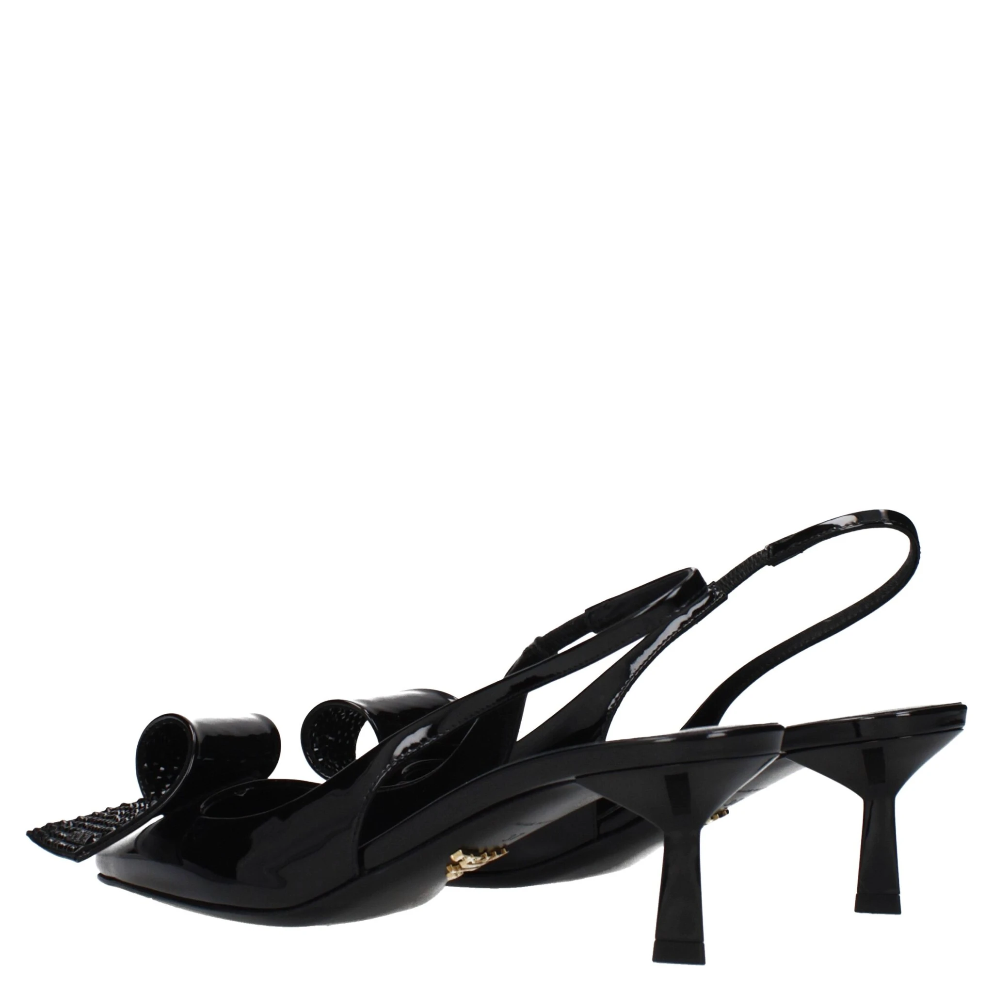 Black Leather Stiletto Heel Sandals