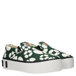 Green Fabric Slip-On Loafers