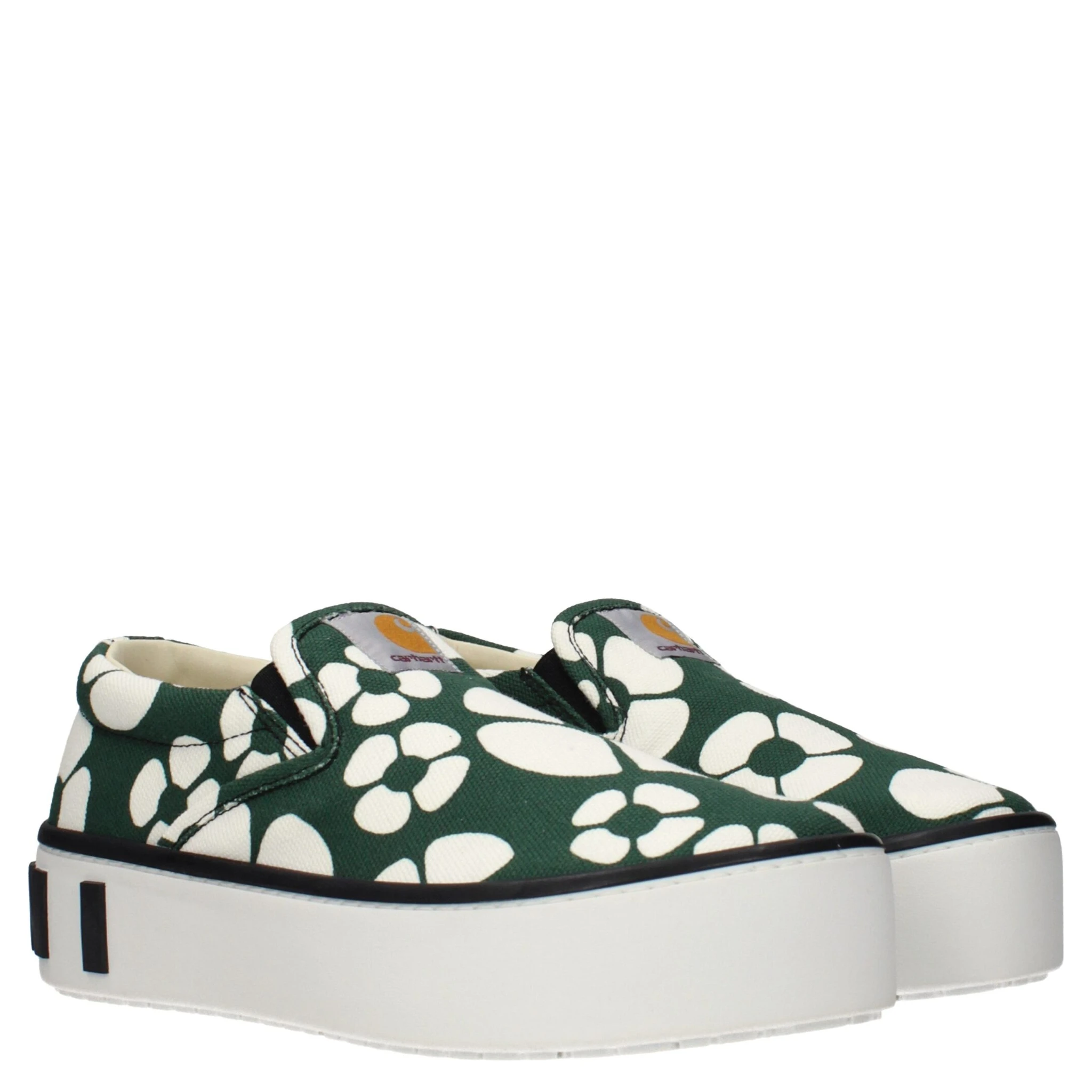 Green Fabric Slip-On Loafers