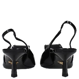 Black Leather Stiletto Heel Sandals