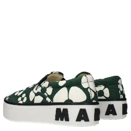 Green Fabric Slip-On Loafers