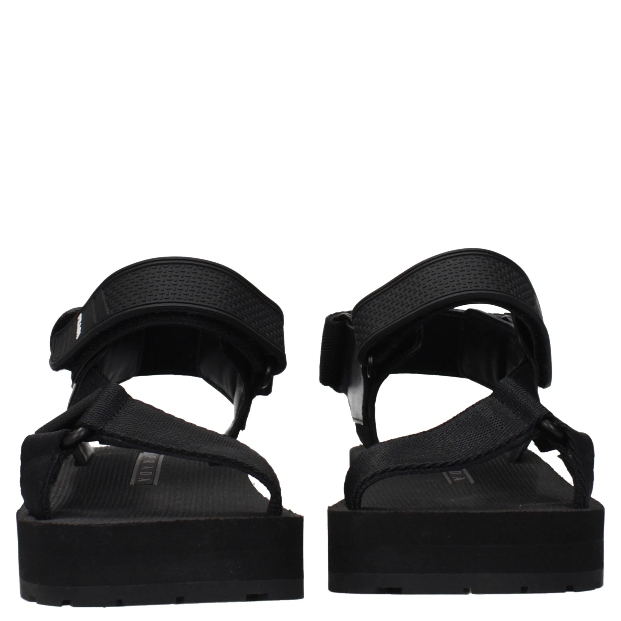 Black Fabric Flat Sandals