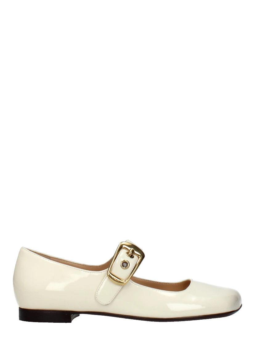 Beige Leather Ballet Flats
