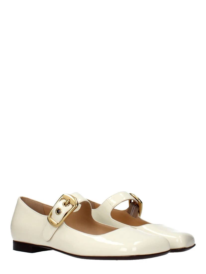 Beige Leather Ballet Flats