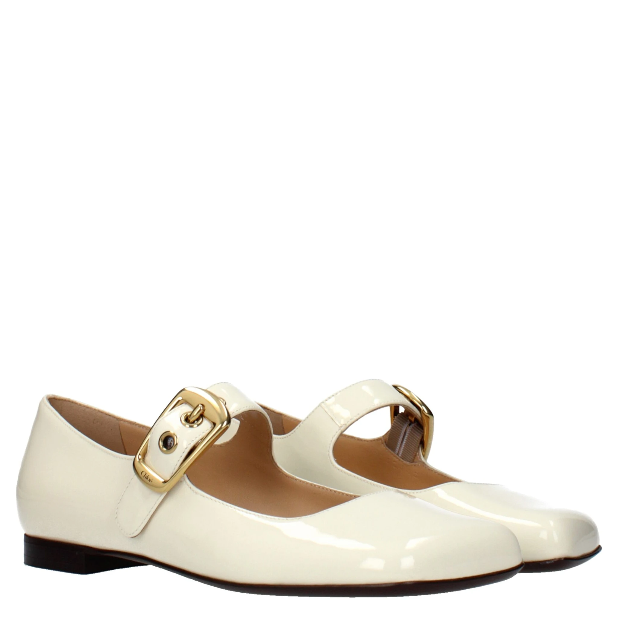 Beige Leather Ballet Flats